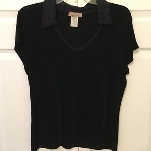 Susan Lawrence Slinky Top:  w/Lace collar  NWOT